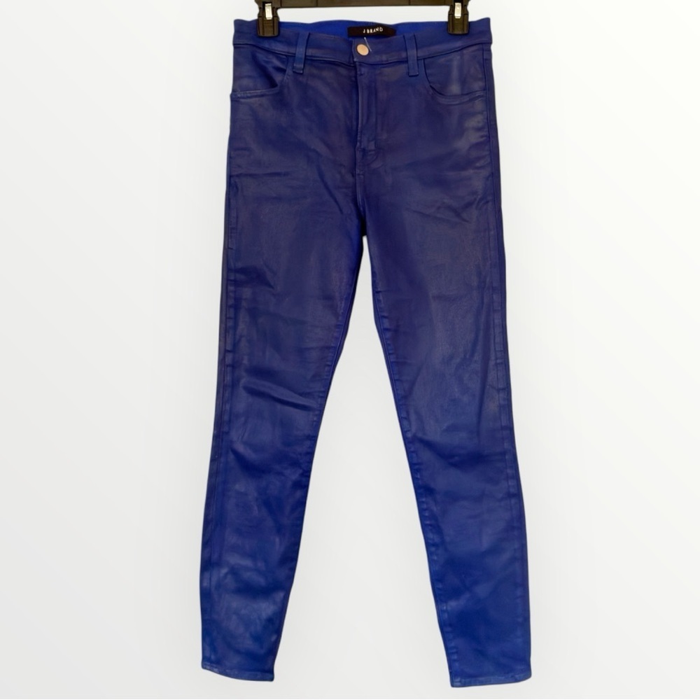 J Brand Alana Indigo High Rise Crop Skinny Jeans Coated Celeste Shiny Size 28